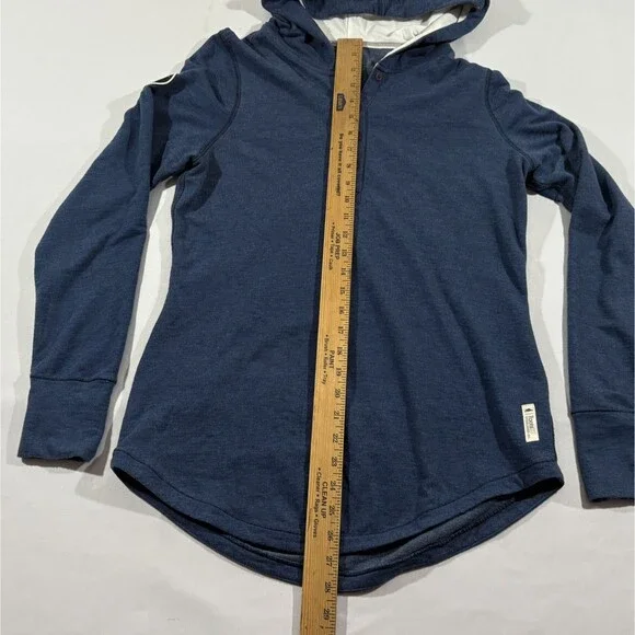 Roots 73 Hoodie Sweatshirt Womens Pullover Henley Button Cotton Poly Blue Sz M - Picture 5 of 11
